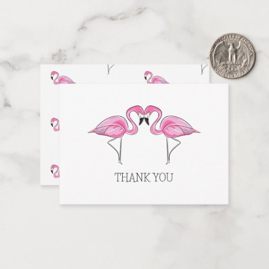 Twee roze flamingo's samen Trouwdouche Notitiekaartje (Voorkant / Achterkant in situ)