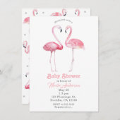 Twee Roze Flamingo's Tropisch Baby shower Kaart (Voorkant / Achterkant)