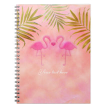 Twee Roze Flamingo's Tropisch Strand Notitieboek