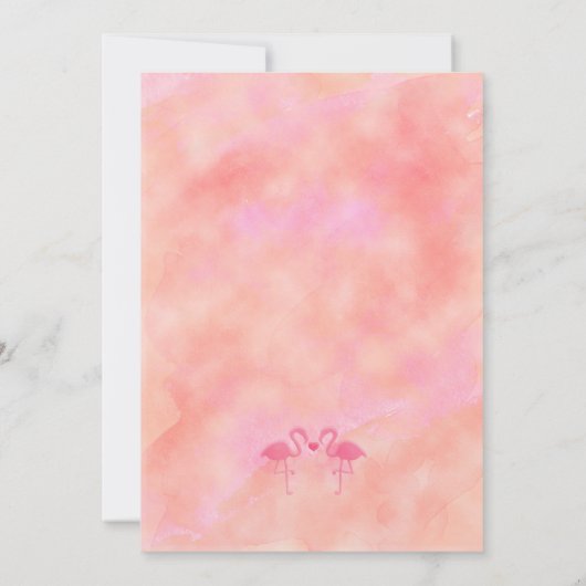 Twee Roze Flamingo's Waterverf Huwelijksuitnodigin Kaart (Achterkant)