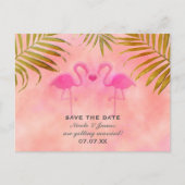 Twee Roze Flamingo's Waterverf Save The Date Kaart (Voorkant)