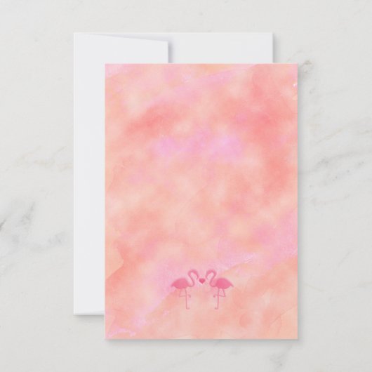 Twee Roze Flamingo's Waterverf Strandbruiloft RSVP Kaartje (Achterkant)