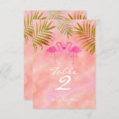 Twee Roze Flamingo's Waterverf Tafelnummer Kaart (Voorkant / Achterkant)
