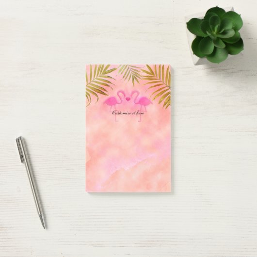 Twee Roze Flamingo's Waterverf Tropical Post it Post-it® Notes (Kantoor)