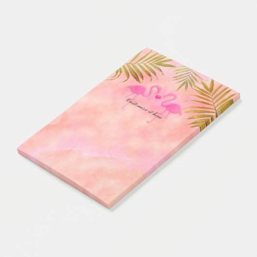 Twee Roze Flamingo's Waterverf Tropical Post it Post-it® Notes (Schuin)