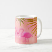 Twee roze flamingo's Waterverf tropische koffie Mo Koffiemok (Voorkant rechts)