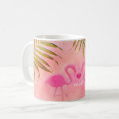 Twee roze flamingo's Waterverf tropische koffie Mo Koffiemok (Voorkant links)