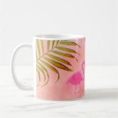 Twee roze flamingo's Waterverf tropische koffie Mo Koffiemok (Links)
