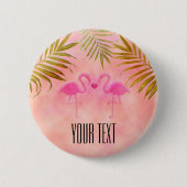 Twee Roze Flamingo's Waterverf Tropische Pin Butto Ronde Button 5,7 Cm (Voorkant)