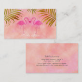 Twee Roze Flamingo's Waterverf Visitekaartjes (Voorkant / Achterkant)