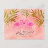 Twee roze Flamingos Waterverf Weddenschap RSVP-kaa Uitnodiging Briefkaart (Voorkant)