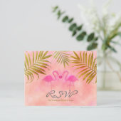 Twee roze Flamingos Waterverf Weddenschap RSVP-kaa Uitnodiging Briefkaart (Staand voorkant)