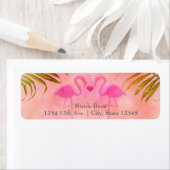 Twee roze flamingos Waterverf Wedding Labels (Insitu)