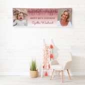 Twee roze foto's die glitter 60th Birthday uitdrog Spandoek (Insitu)
