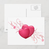 Twee roze harten briefkaart (Voorkant / Achterkant)