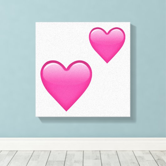 Twee roze harten - Emoji Canvas Afdruk (Insitu (Houten vloer))