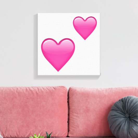 Twee roze harten - Emoji Canvas Afdruk (Insitu (Woonkamer))