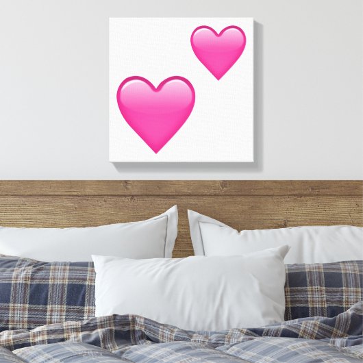 Twee roze harten - Emoji Canvas Afdruk (Insitu (Slaapkamer))