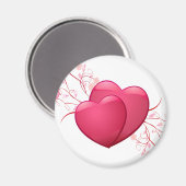 Twee roze harten magneet (Voorkant / Achterkant)
