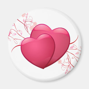 Twee roze harten magneet