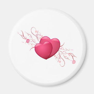 Twee roze harten magneet