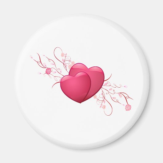 Twee roze harten magneet (Voorkant)