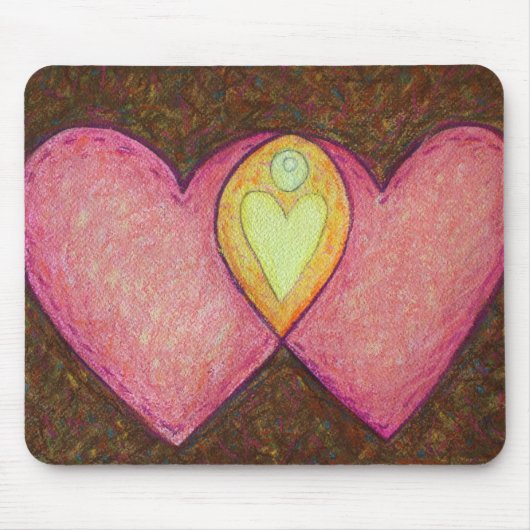 Twee roze harten Mousepad Muismat (Voorkant)