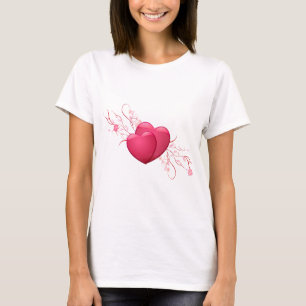 Twee roze harten t-shirt