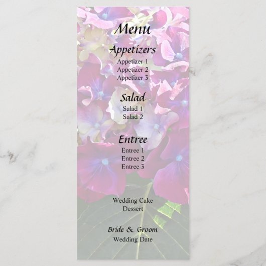 Twee Roze Hortensia Menu (Voorkant)