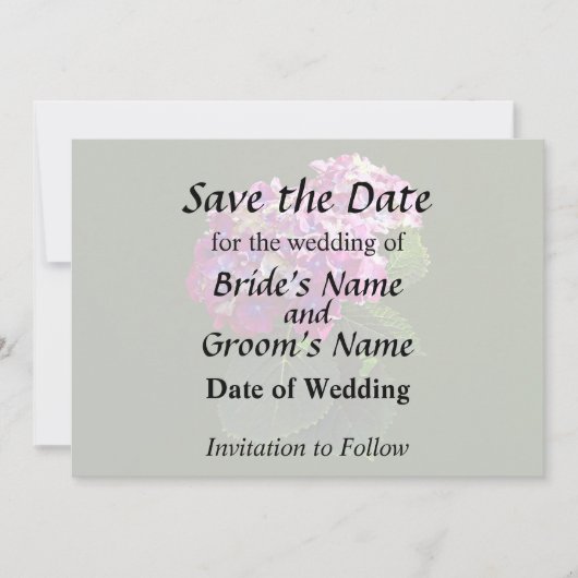 Twee Roze Hortensia Save The Date (Voorkant)