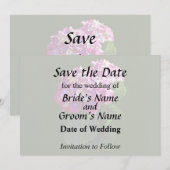 Twee Roze Hortensia Save The Date (Voorkant / Achterkant)