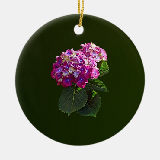 Twee roze hydrangea keramisch ornament (Voorkant)