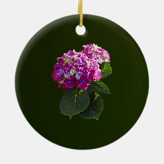 Twee roze hydrangea keramisch ornament (Achterkant)