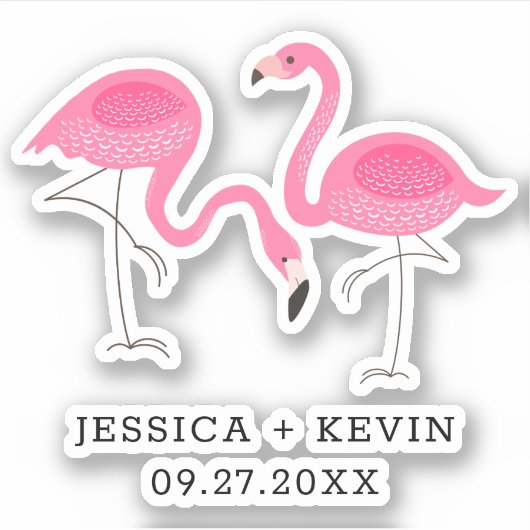 Twee roze illustratie van Flamingos Sticker (Voorkant)