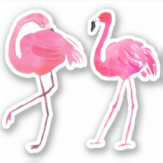 Twee roze illustratie van Flamingos Sticker (Voorkant)