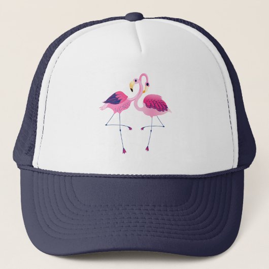 Twee roze illustratie van Flamingos Trucker Pet (Voorkant)