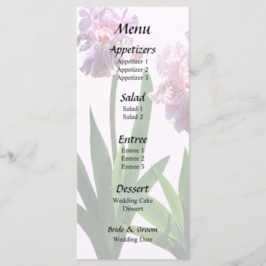 Twee roze irissen menu (Voorkant)