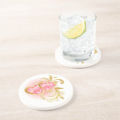 Twee roze juwelen harten zandsteen onderzetter (Zijkant)