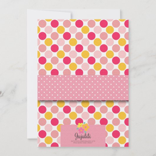 Twee roze koekjes, Stippen en aardbeien Partij Kaart (Achterkant)