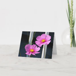 Twee Roze Kosmos door de Railing Kaart