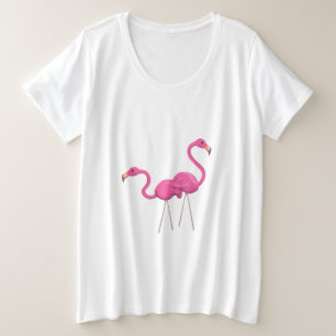Twee roze lamingos die samen staan grote maat t-shirt