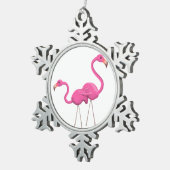 Twee roze lamingos die samen staan tin sneeuwvlok ornament (Rechts)