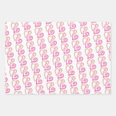 Twee roze Oranje gekoppelde harten patroon Inpakpapier Vel (Voorkant 3)