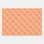 Twee roze Oranje gekoppelde harten patroon Inpakpapier Vel (Voorkant 2)