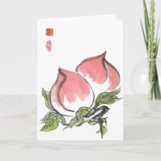 Twee Roze Perziken Kaart (Voorkant)