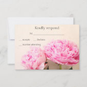 Twee roze pioenrozen RSVP kaartje (Voorkant)