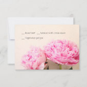 Twee roze pioenrozen RSVP kaartje (Achterkant)