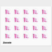 Twee roze roze roebel ronde sticker (Vel)