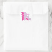 Twee roze roze roebel ronde sticker (Tas)