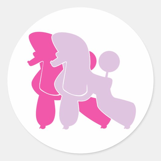 Twee roze roze roebel ronde sticker (Voorkant)